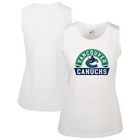 Women's Levelwear  White Vancouver Canucks Macy Banner Arch Tank Top