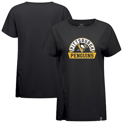 Women's Levelwear  Black Pittsburgh Penguins Influx Banner Arch T-Shirt