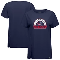 Women's Levelwear  Navy Columbus Blue Jackets Influx Banner Arch T-Shirt