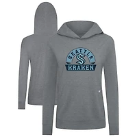Women's Levelwear Gray Seattle Kraken Relay Banner Arch Pullover Hoodie
