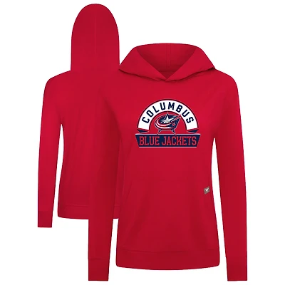 Women's Levelwear Red Columbus Blue Jackets Relay Banner Arch Pullover Hoodie