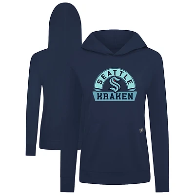 Women's Levelwear Deep Sea Blue Seattle Kraken Relay Banner Arch Pullover Hoodie