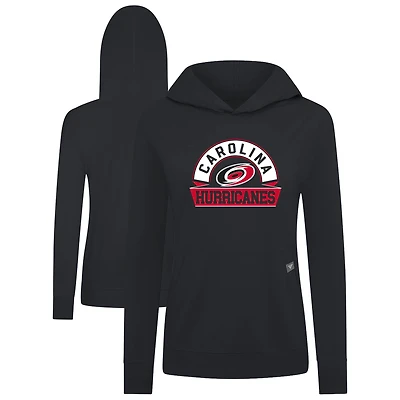 Women's Levelwear Black Carolina Hurricanes Relay Banner Arch Pullover Hoodie