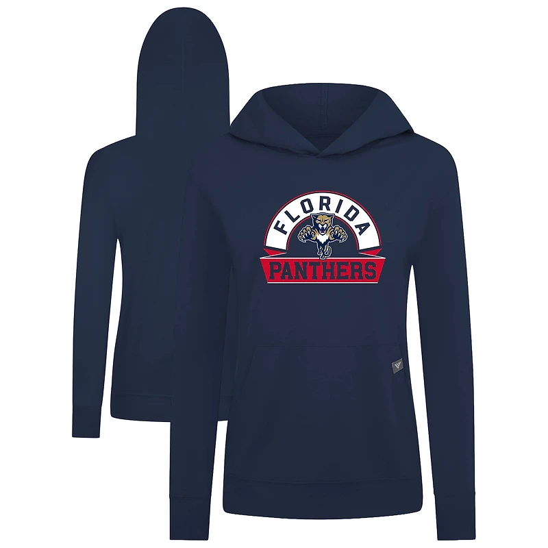 Women's Levelwear Navy Florida Panthers Relay Banner Arch Pullover Hoodie