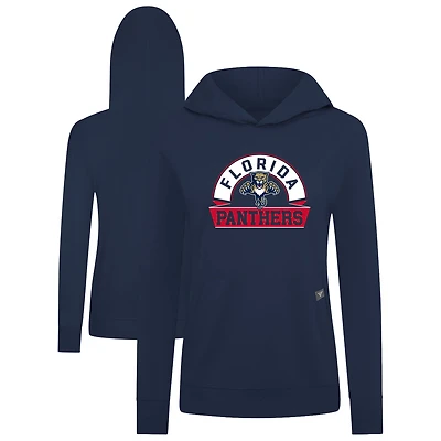 Women's Levelwear Navy Florida Panthers Relay Banner Arch Pullover Hoodie