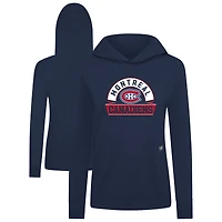 Women's Levelwear Navy Montreal Canadiens Relay Banner Arch Pullover Hoodie
