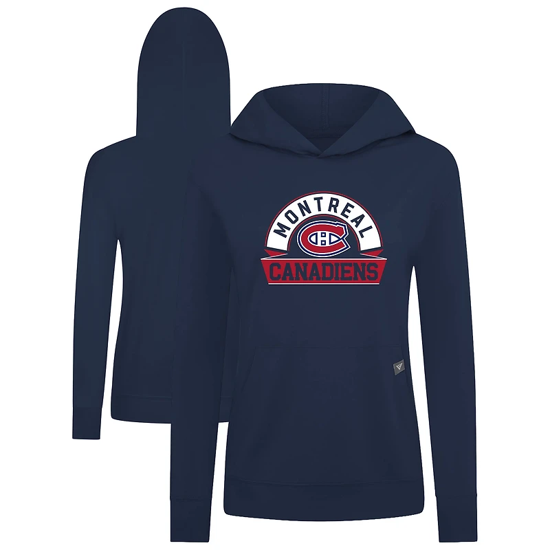 Women's Levelwear Navy Montreal Canadiens Relay Banner Arch Pullover Hoodie