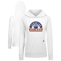 Women's Levelwear White Edmonton Oilers Relay Banner Arch Pullover Hoodie