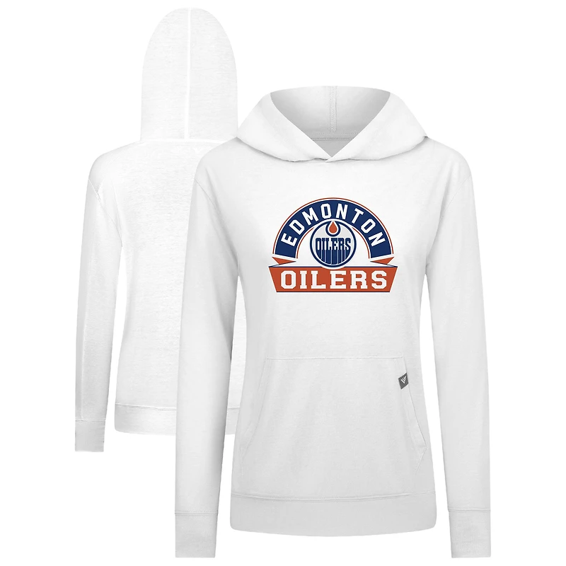 Women's Levelwear White Edmonton Oilers Relay Banner Arch Pullover Hoodie