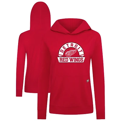 Women's Levelwear Red Detroit Wings Relay Banner Arch Pullover Hoodie