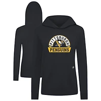 Women's Levelwear Black Pittsburgh Penguins Relay Banner Arch Pullover Hoodie