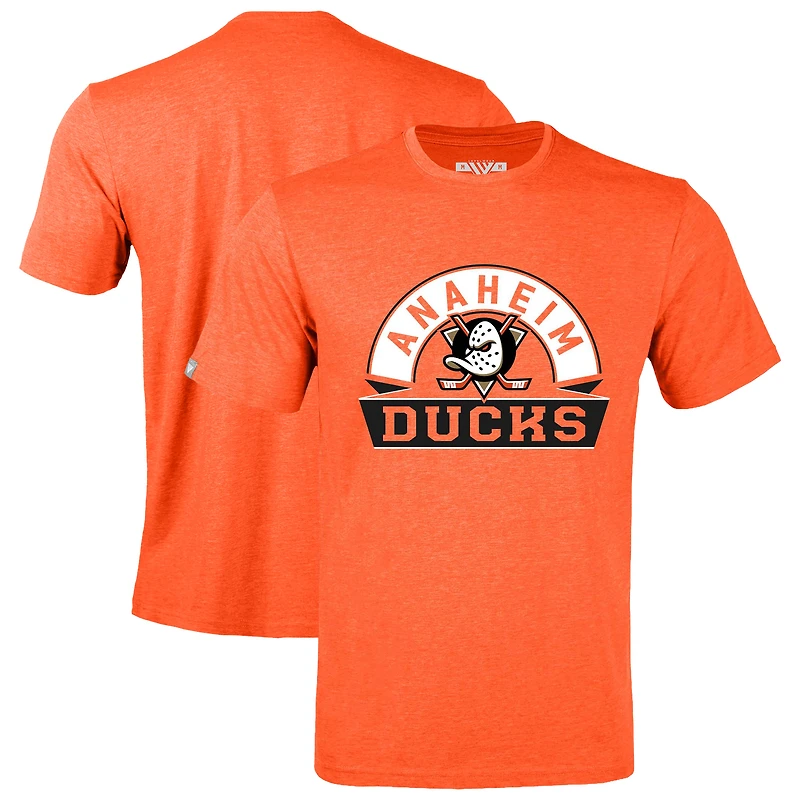 Men's Levelwear Heather Orange Anaheim Ducks Richmond Banner Arch T-Shirt