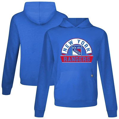 Men's Levelwear Royal New York Rangers Relay Banner Arch Pullover Hoodie