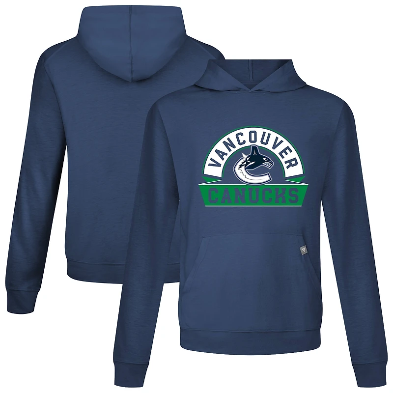 Men's Levelwear Navy Vancouver Canucks Relay Banner Arch Pullover Hoodie