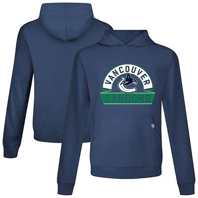Men's Levelwear Navy Vancouver Canucks Relay Banner Arch Pullover Hoodie