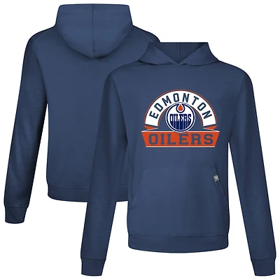 Men's Levelwear Navy Edmonton Oilers Relay Banner Arch Pullover Hoodie