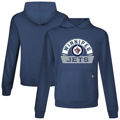 Men's Levelwear Navy Winnipeg Jets Relay Banner Arch Pullover Hoodie