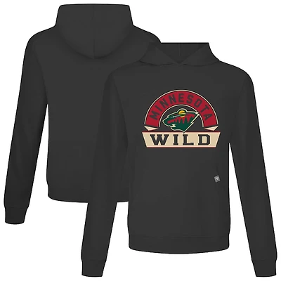 Men's Levelwear Black Minnesota Wild Relay Banner Arch Pullover Hoodie