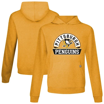 Men's Levelwear Gold Pittsburgh Penguins Relay Banner Arch Pullover Hoodie