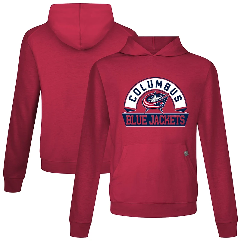 Men's Levelwear Red Columbus Blue Jackets Relay Banner Arch Pullover Hoodie