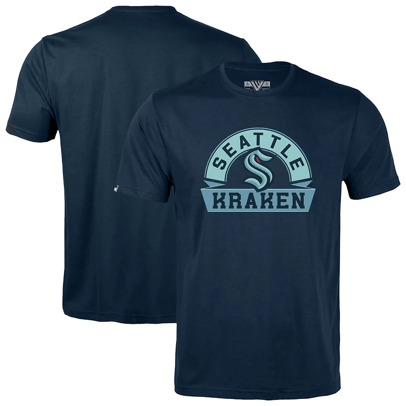 Youth Levelwear  Navy Seattle Kraken Little Richmond Banner Arch T-Shirt