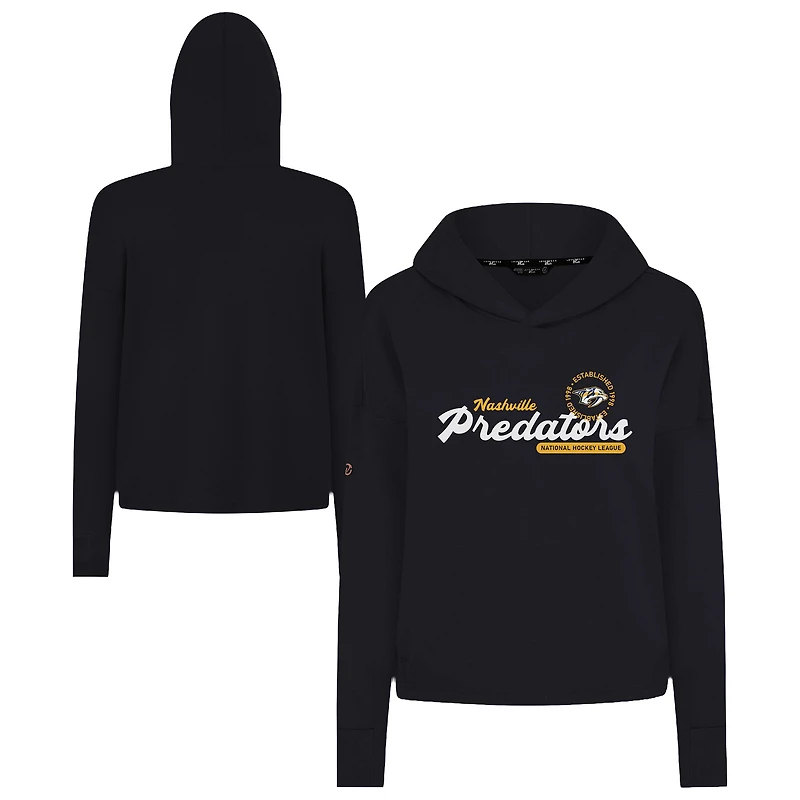 Women's Levelwear  Black Nashville Predators Sweet Monument Tri-Blend Cropped Pullover Hoodie