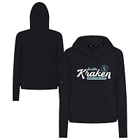 Women's Levelwear  Black Seattle Kraken Sweet Monument Tri-Blend Cropped Pullover Hoodie
