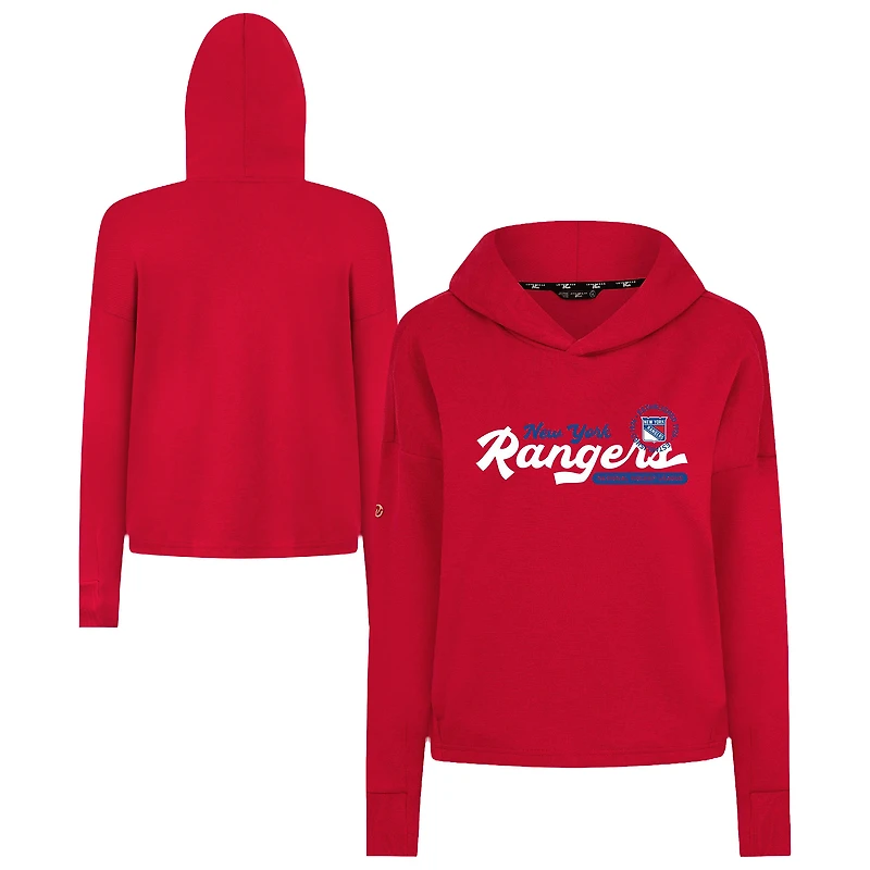 Women's Levelwear Red New York Rangers Sweet Monument Tri-Blend Cropped Pullover Hoodie