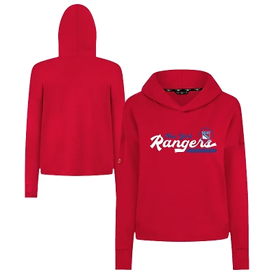Women's Levelwear  Red New York Rangers Sweet Monument Tri-Blend Cropped Pullover Hoodie