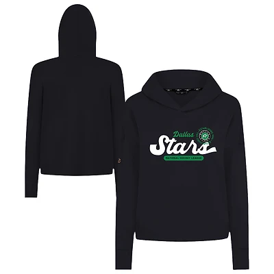 Women's Levelwear  Black Dallas Stars Sweet Monument Tri-Blend Cropped Pullover Hoodie