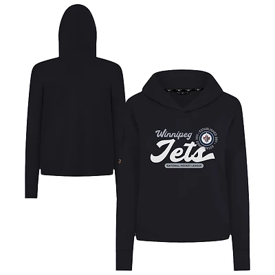 Women's Levelwear  Black Winnipeg Jets Sweet Monument Tri-Blend Cropped Pullover Hoodie