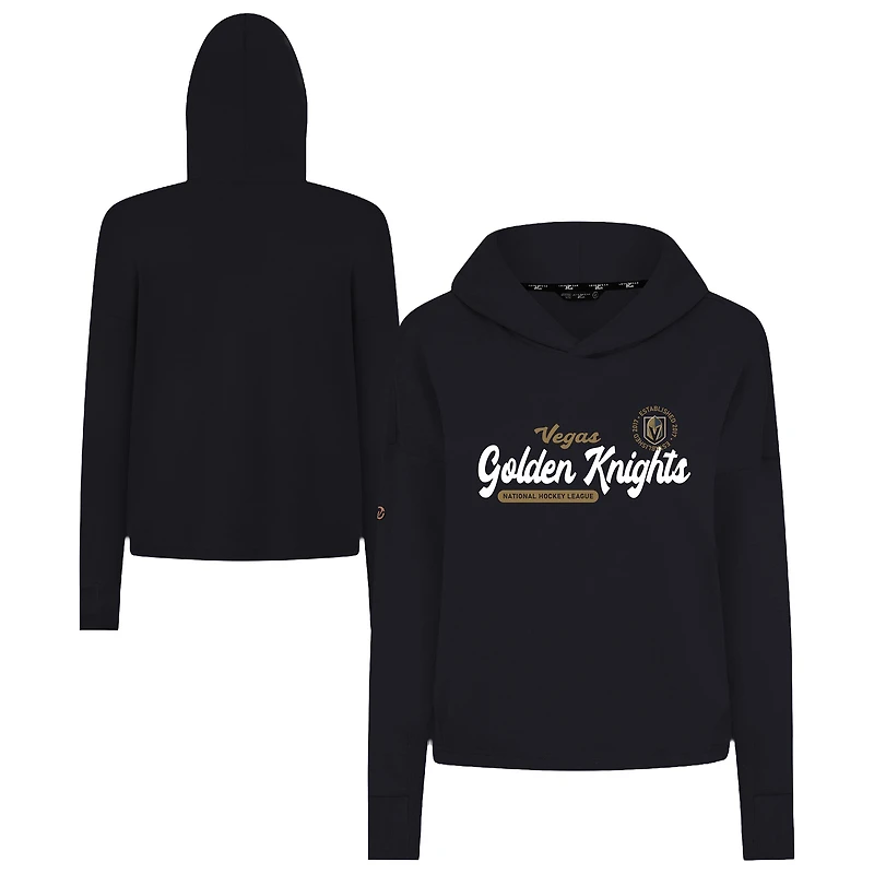 Women's Levelwear Black Vegas Golden Knights Sweet Monument Tri-Blend Cropped Pullover Hoodie