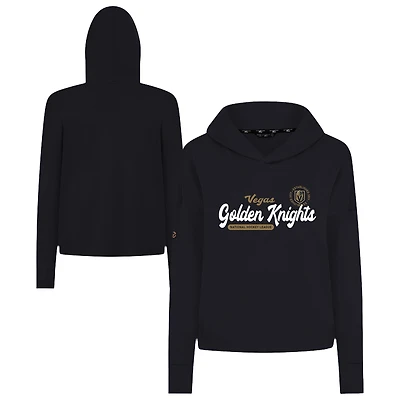 Women's Levelwear  Black Vegas Golden Knights Sweet Monument Tri-Blend Cropped Pullover Hoodie