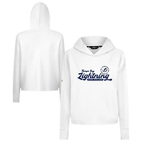 Women's Levelwear  White Tampa Bay Lightning Sweet Monument Tri-Blend Cropped Pullover Hoodie