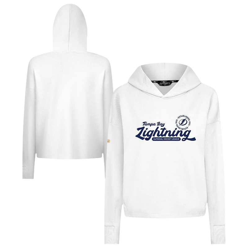 Women's Levelwear White Tampa Bay Lightning Sweet Monument Tri-Blend Cropped Pullover Hoodie