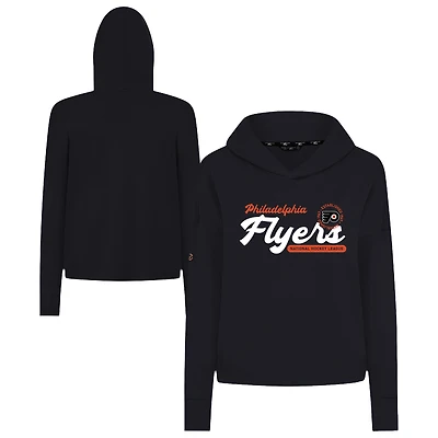 Women's Levelwear  Black Philadelphia Flyers Sweet Monument Tri-Blend Cropped Pullover Hoodie