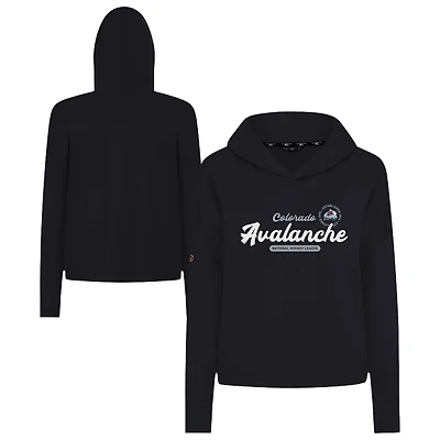 Women's Levelwear  Black Colorado Avalanche Sweet Monument Tri-Blend Cropped Pullover Hoodie