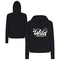 Women's Levelwear  Black Minnesota Wild Sweet Monument Tri-Blend Cropped Pullover Hoodie