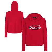 Women's Levelwear  Red New Jersey Devils Sweet Monument Tri-Blend Cropped Pullover Hoodie