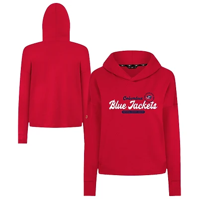 Women's Levelwear  Red Columbus Blue Jackets Sweet Monument Tri-Blend Cropped Pullover Hoodie