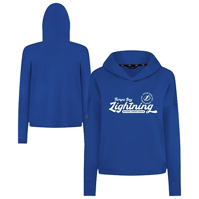 Women's Levelwear  Royal Tampa Bay Lightning Sweet Monument Tri-Blend Cropped Pullover Hoodie