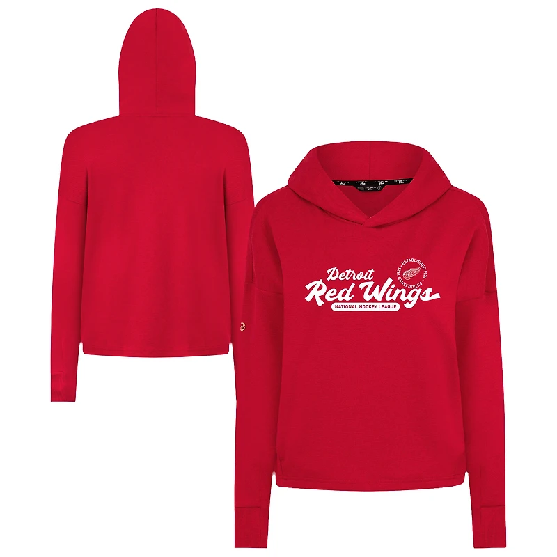 Women's Levelwear Red Detroit Wings Sweet Monument Tri-Blend Cropped Pullover Hoodie