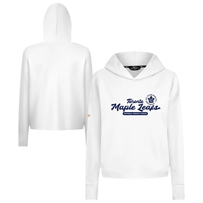 Women's Levelwear  White Toronto Maple Leafs Sweet Monument Tri-Blend Cropped Pullover Hoodie
