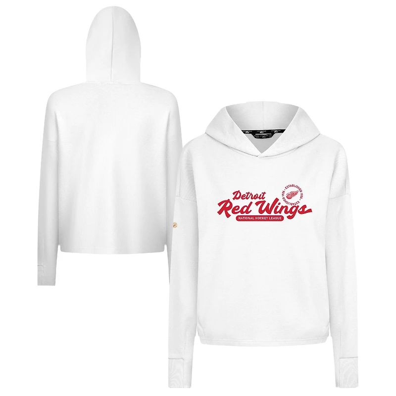 Women's Levelwear  White Detroit Red Wings Sweet Monument Tri-Blend Cropped Pullover Hoodie