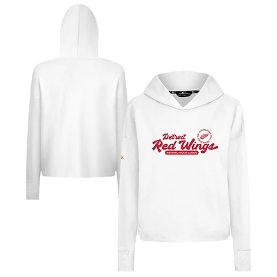 Women's Levelwear  White Detroit Red Wings Sweet Monument Tri-Blend Cropped Pullover Hoodie