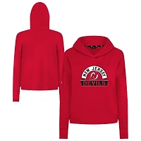 Women's Levelwear New Jersey Devils Sweet Banner Arch Tri-Blend Cropped Pullover Hoodie