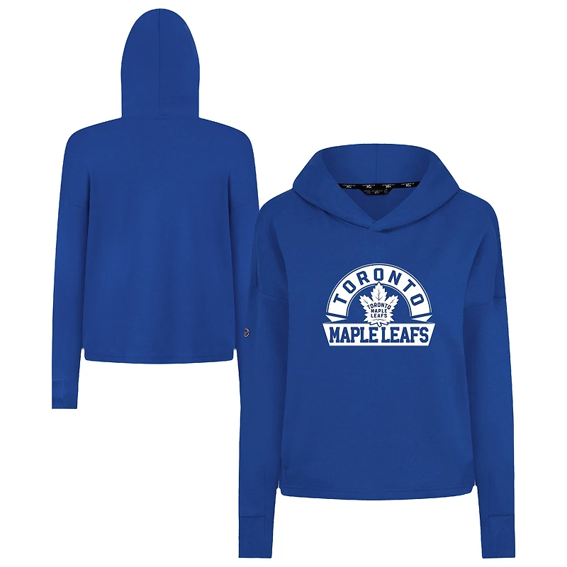 Women's Levelwear  Royal Toronto Maple Leafs Sweet Banner Arch Tri-Blend Cropped Pullover Hoodie