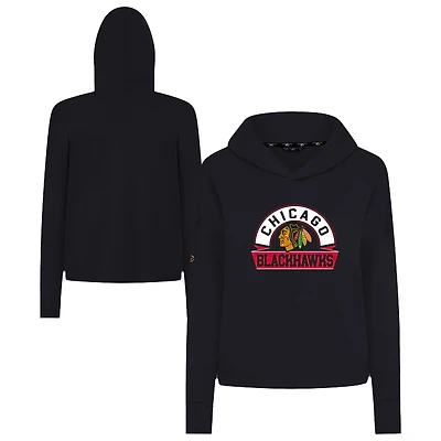 Women's Levelwear Chicago Blackhawks Sweet Banner Arch Tri-Blend Cropped Pullover Hoodie