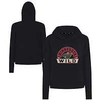 Women's Levelwear  Black Minnesota Wild Sweet Banner Arch Tri-Blend Cropped Pullover Hoodie