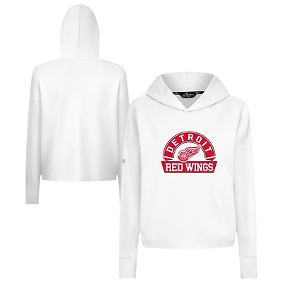Women's Levelwear  White Detroit Red Wings Sweet Banner Arch Tri-Blend Cropped Pullover Hoodie